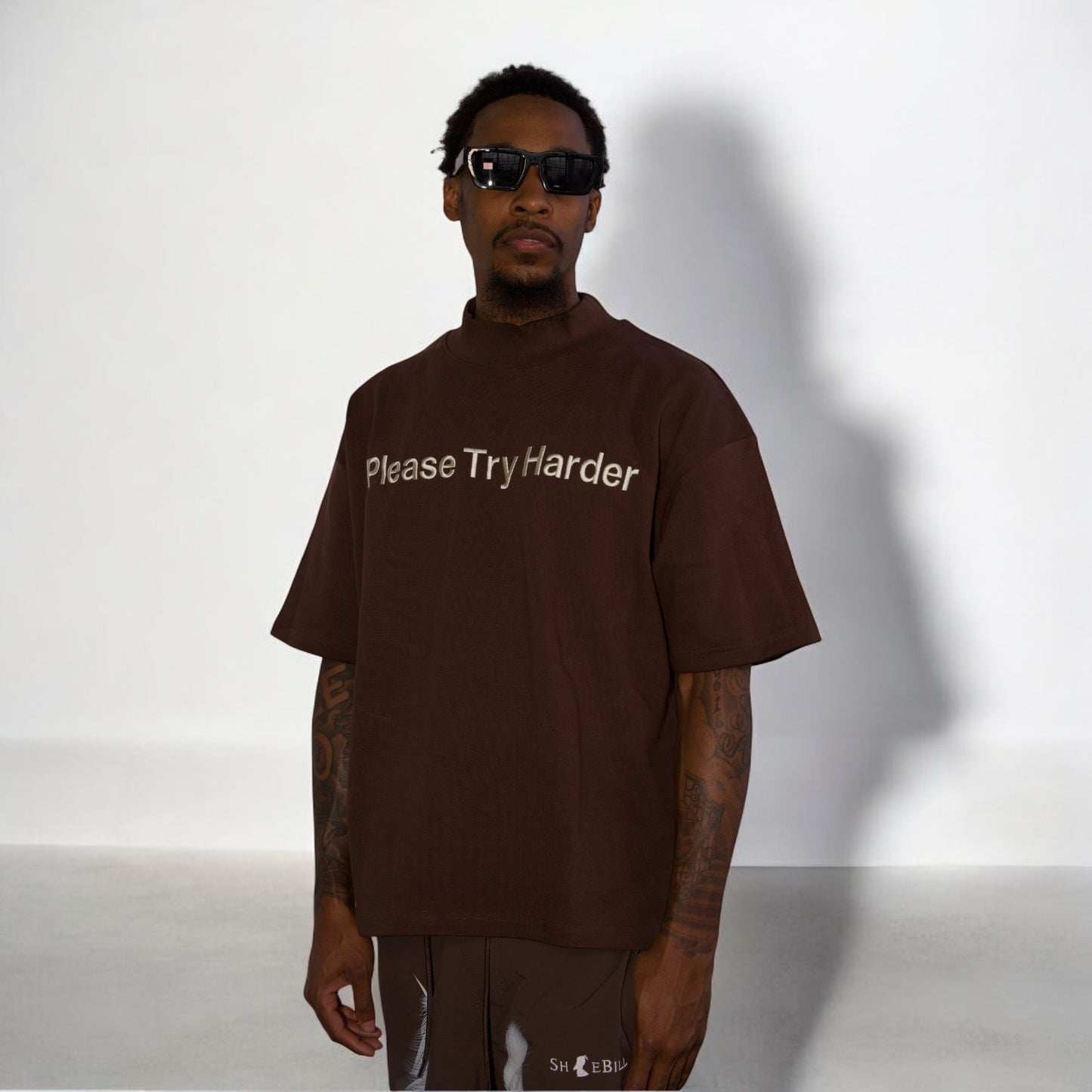 Short Sleeve Mock Neck – “Please Try Harder”